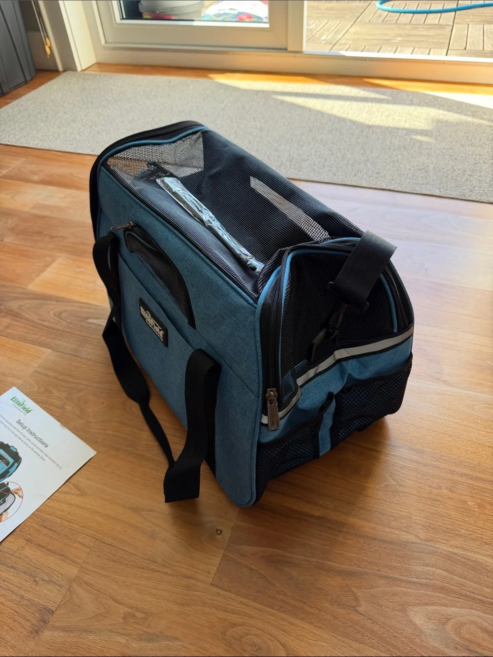 Teal Soft-Sided Cat Carrier with Mesh Venting